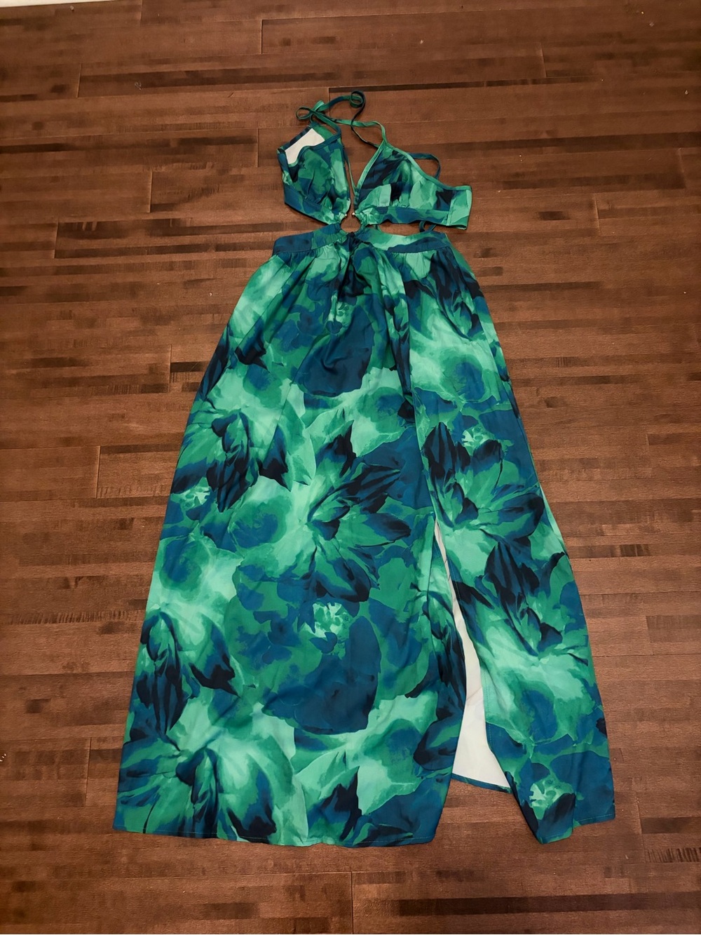 SHEIN Green & Teal Floral Maxi Dress